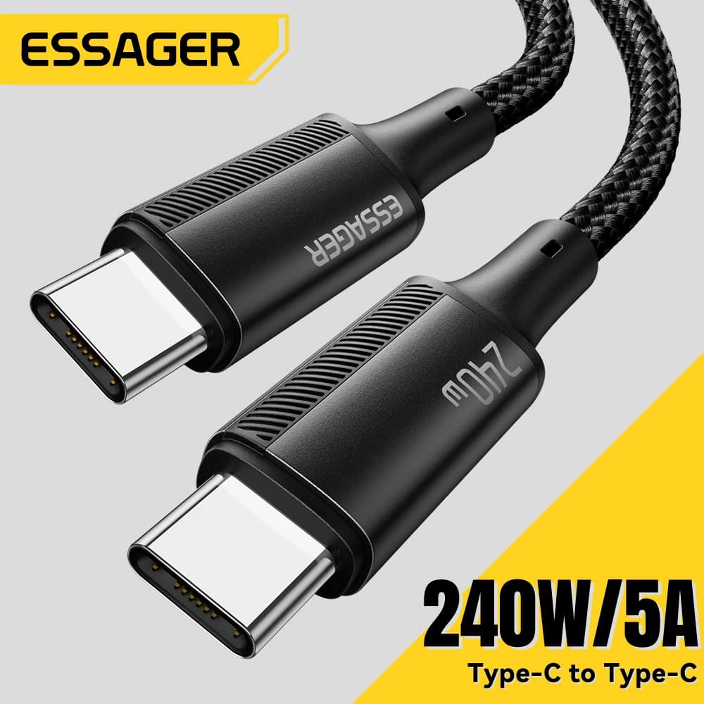 Essager Cabo USB-C 240W e‑marker – Carregamento rápido 5A