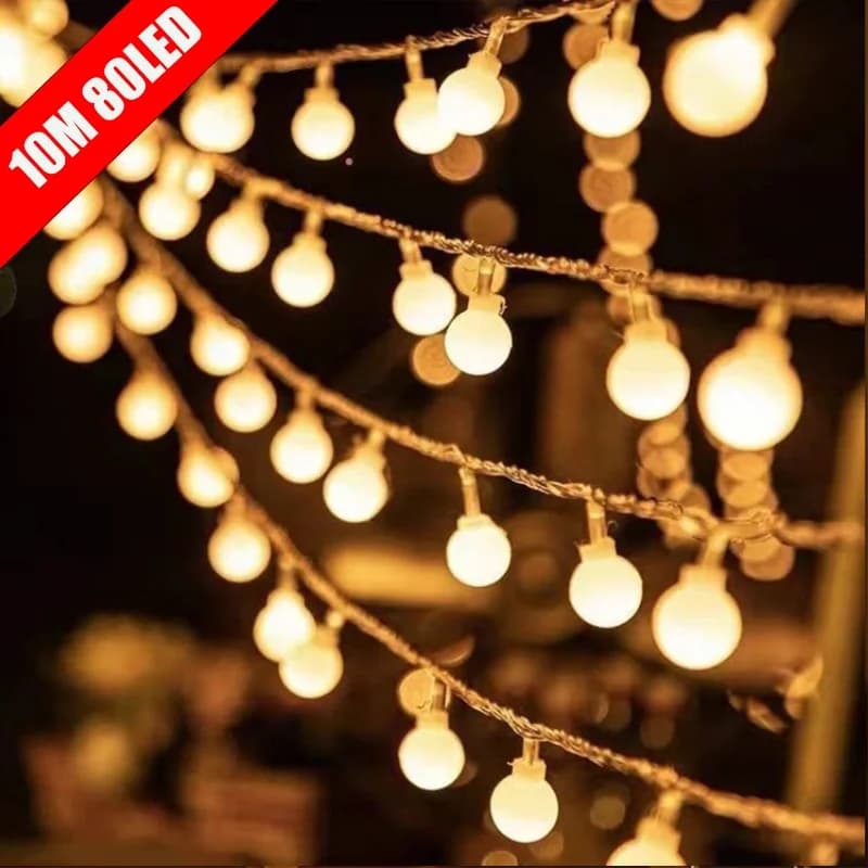 Luzes de Fada 10m com Globo Pequeno – USB/Bateria, Decoração Versátil