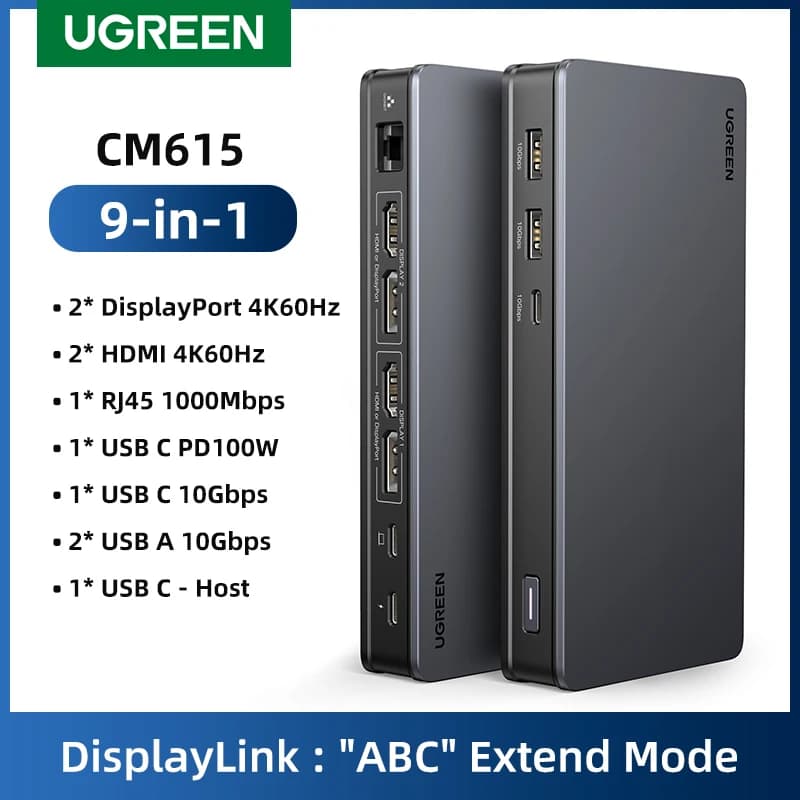 Ugreen Estação de Ancoragem USB-C 9 em 1 com HDMI 4K
