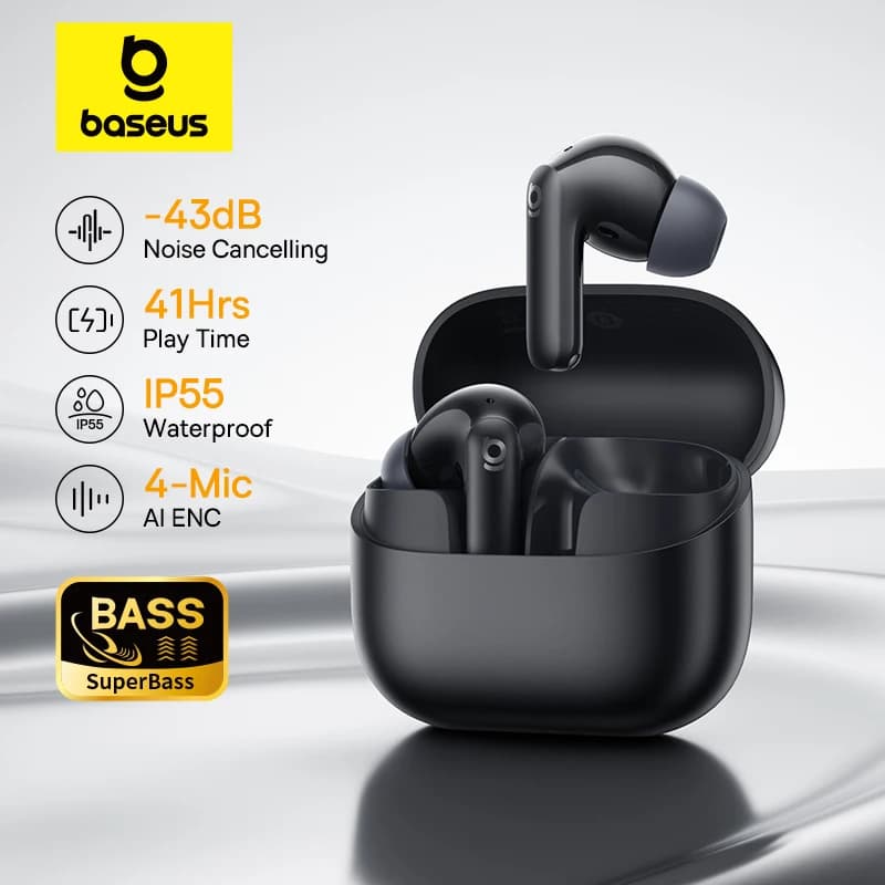 Baseus Bass EP10 NC - Fones True Wireless com ANC e 4 Microfones