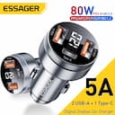 Essager-Carregador de carro USB para iPhone 14, Xiaomi, Telefone Samsung, PD, Tipo C, Carga Rápida, QC3.0, SCP, 5A, 80W — miniatura