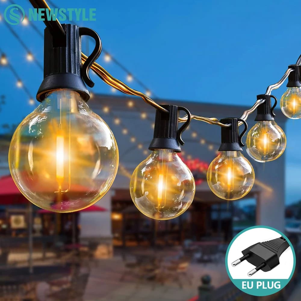 Luzes de Cordão LED G40 à Prova d'Água – Iluminação Externa