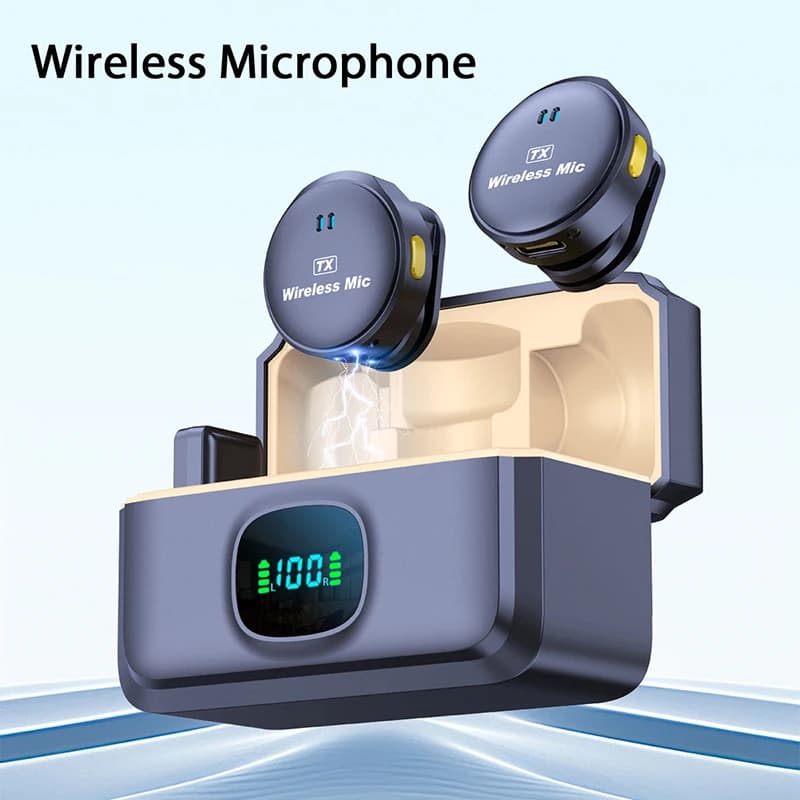 Microfone de Lapela Duplo Sem Fio – iPhone, Android e PC