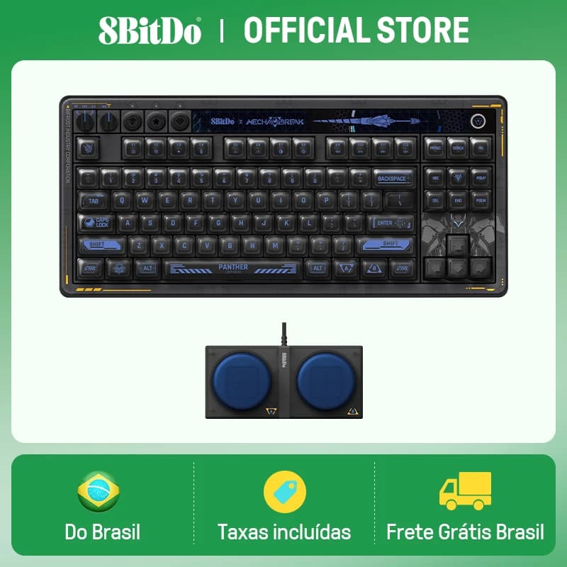 8bitdo Teclado Mecânico Retro Hot Swappable 87 Teclas - BT/2.4G/USB-C
