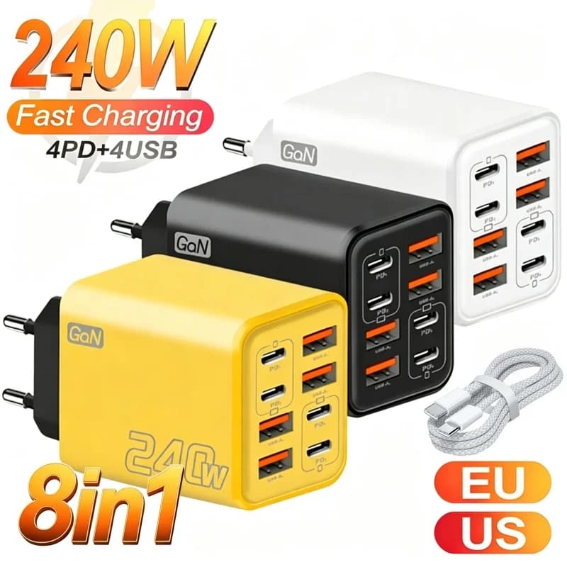 Xiaomi Carregador USB C GaN 240W com 8 Portas