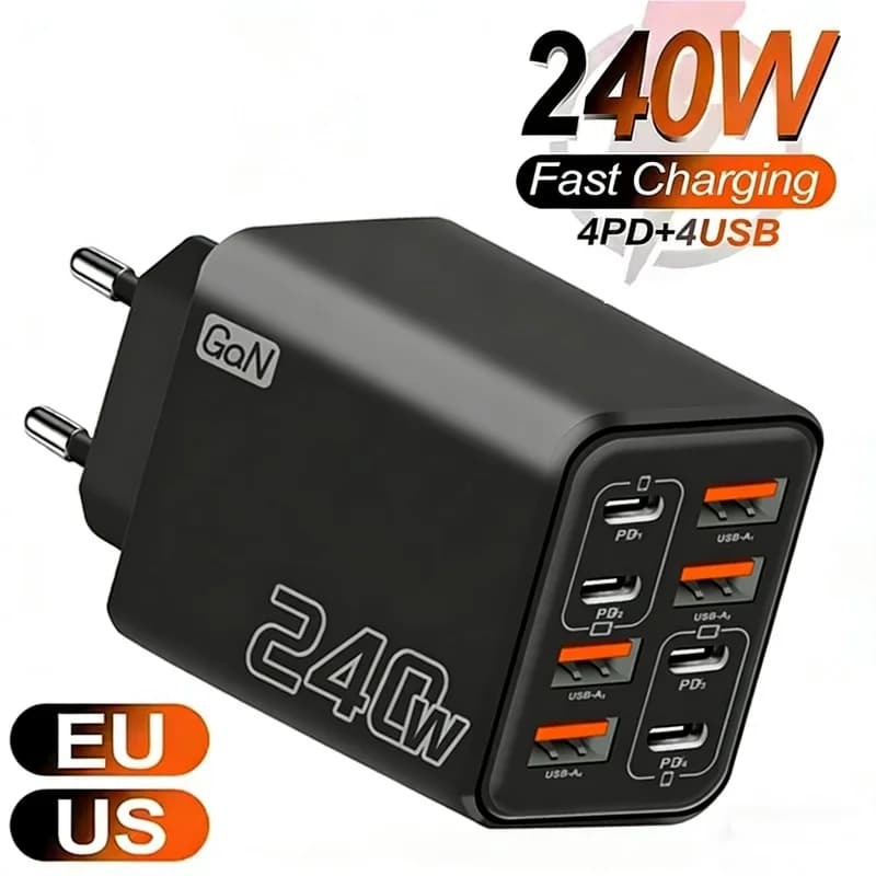 Xiaomi Carregador USB C GaN 240W 8 em 1 Rápido