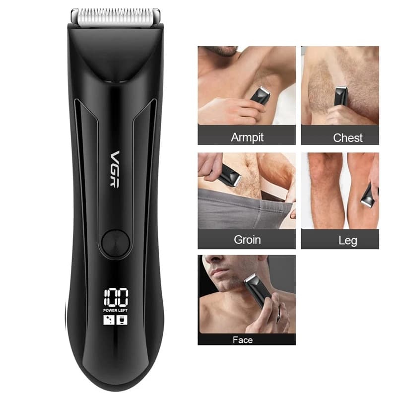 VGR Aparador Elétrico Wet/Dry para Virilha e Corpo com Luz