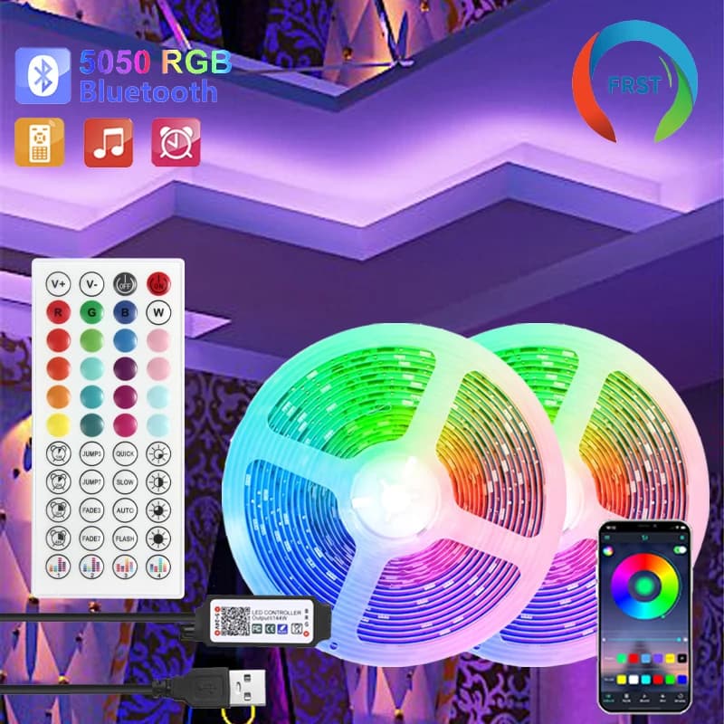 Fita LED RGB 5050 Bluetooth – 10/15/20/30m – Iluminação Neon