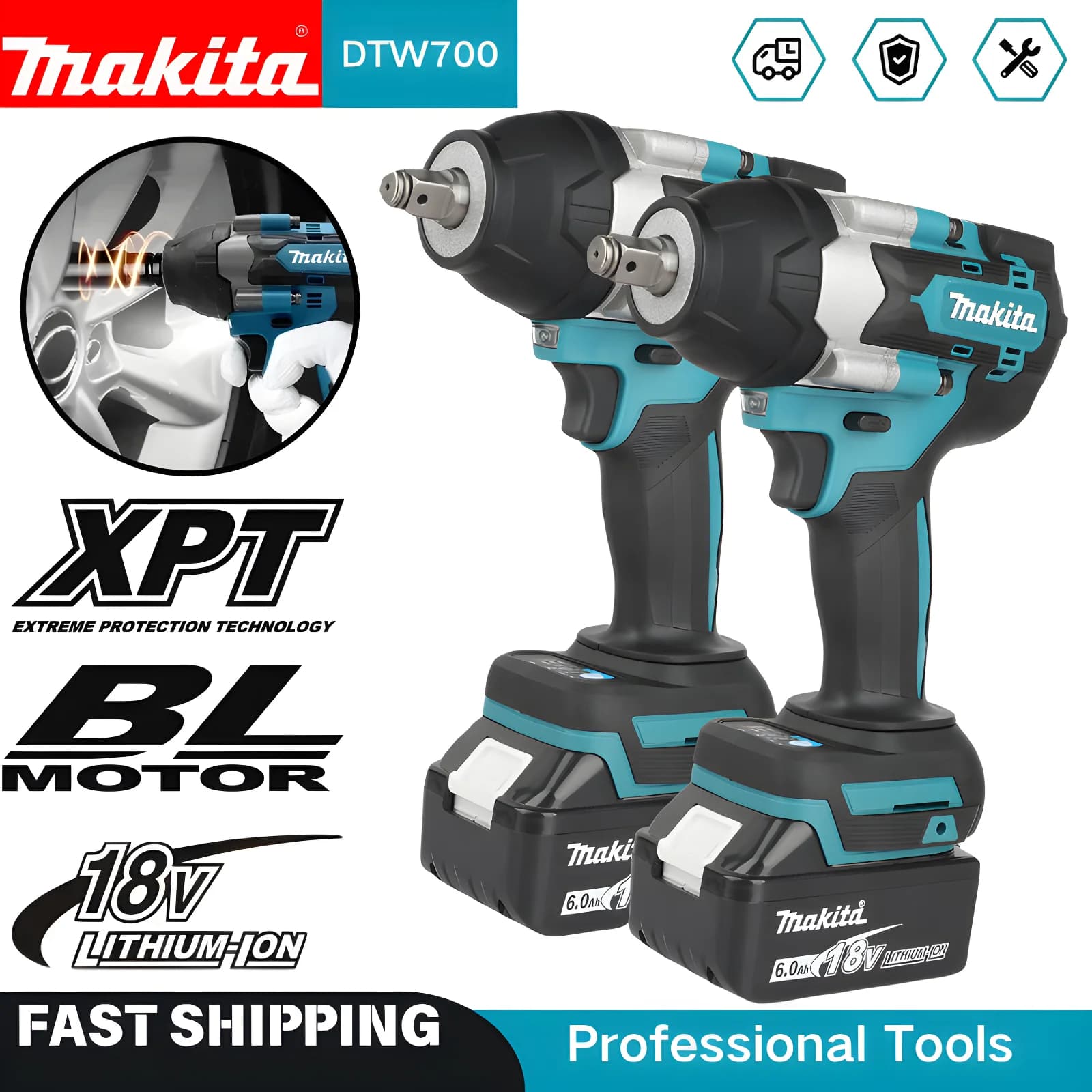 Makita DTW700 18V: Chave de Impacto Sem Fio com Motor Brushless