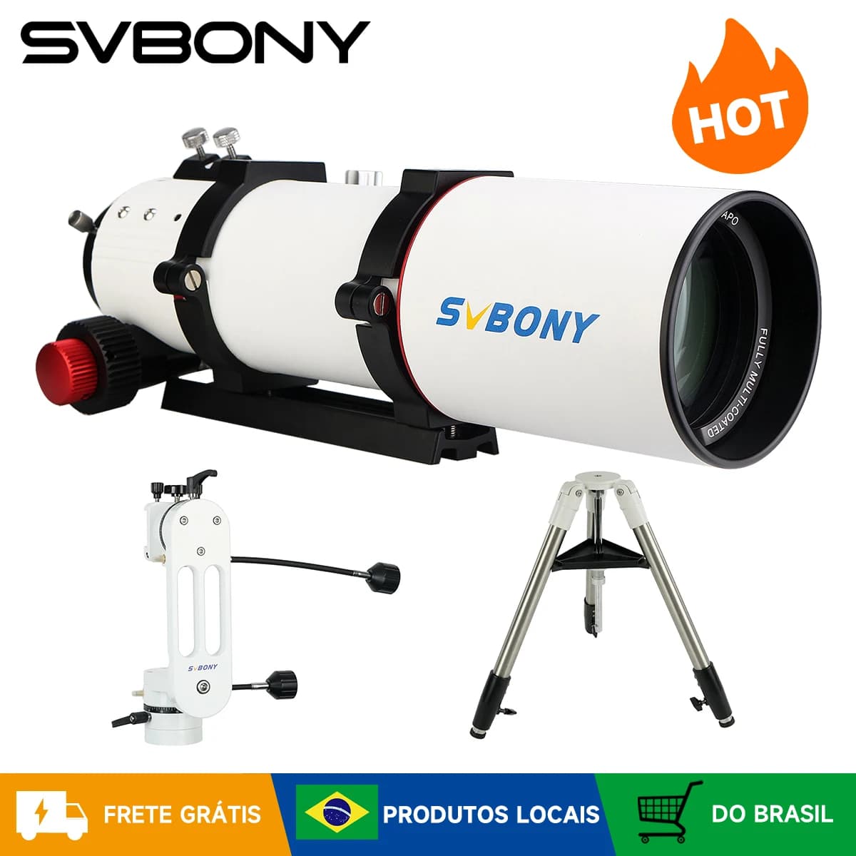SVBONY SV550 80mm APO Telescópio Astronômico com Montagem