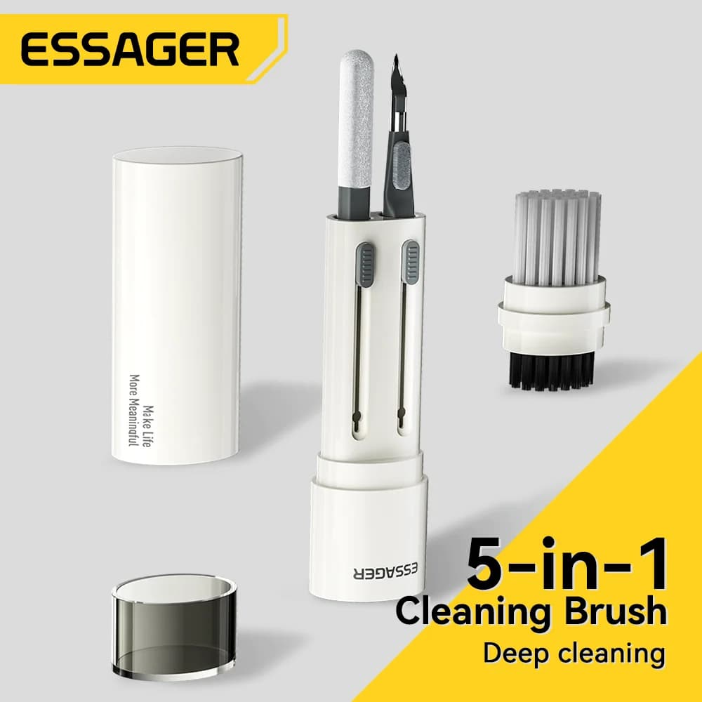 Essager Kit de Limpeza 5 em 1 para Teclado, Fones e AirPods