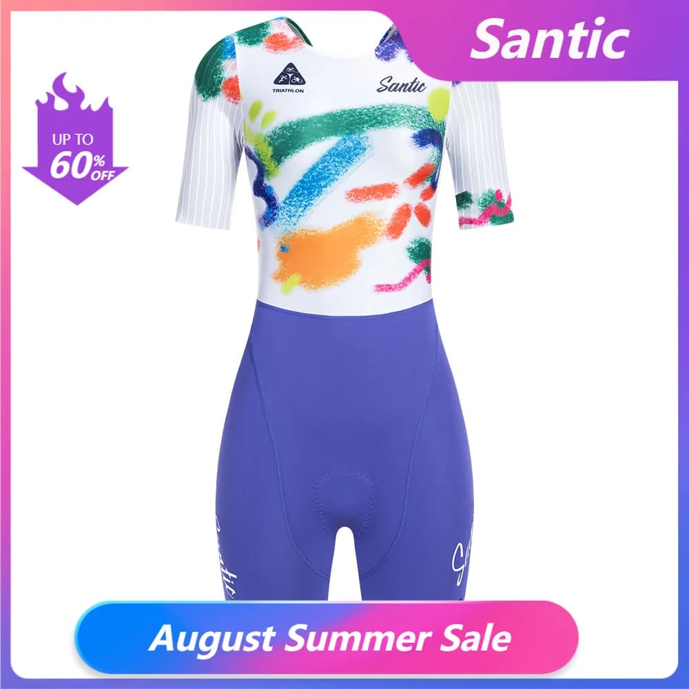 Santic Macacão Triathlon Feminino Manga Curta