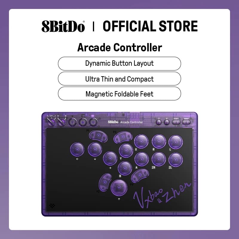 8bitdo Controle Arcade Sem Fio - All-Button para Switch e PC