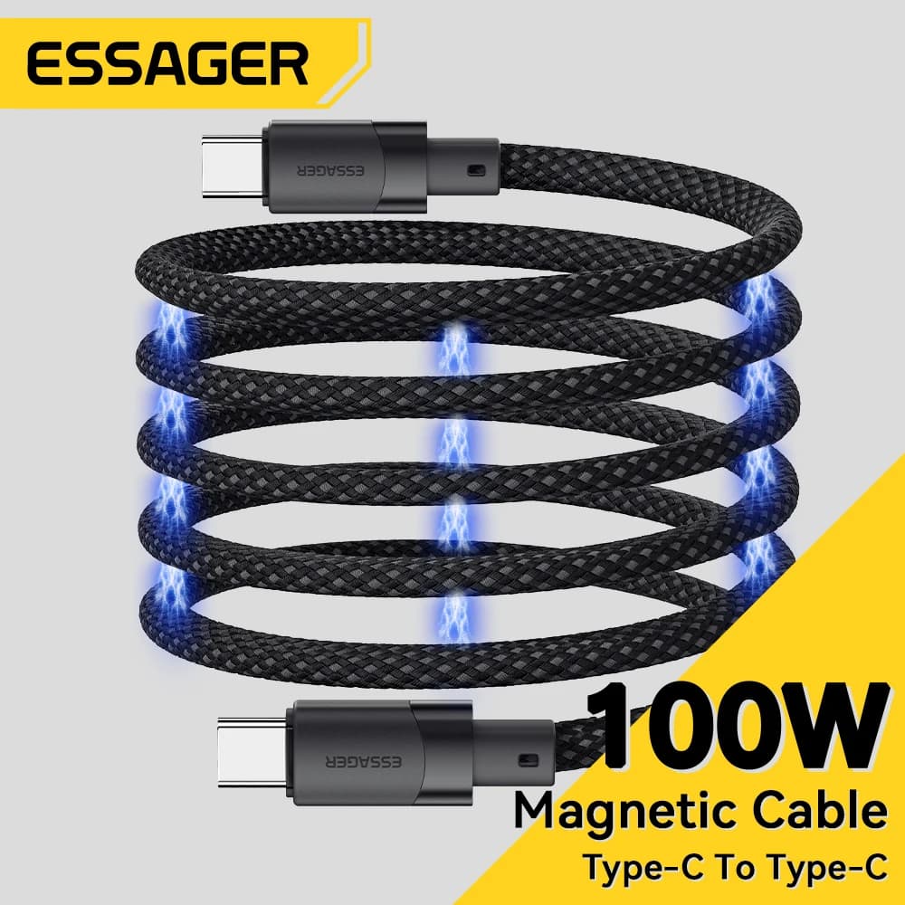 Essager Cabo Magnético USB‑C 100W PD - Carregador Rápido