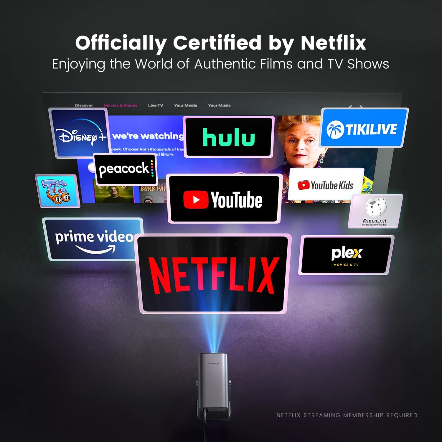 WIMIUS S29 Projetor 4K Netflix Portátil com Foco Automático
