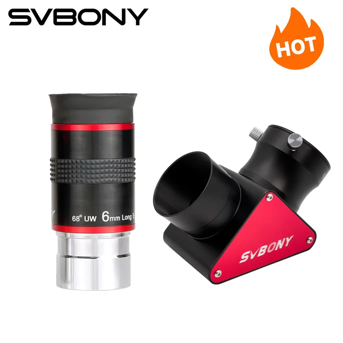 SVBONY Ocular 6mm 68° UWA com Espelho Zenith para Telescópio