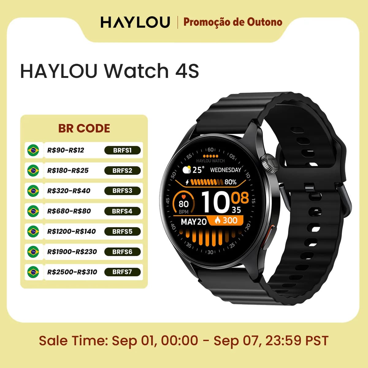 Haylou 4S GPS Smartwatch AMOLED 1.43" Fitness