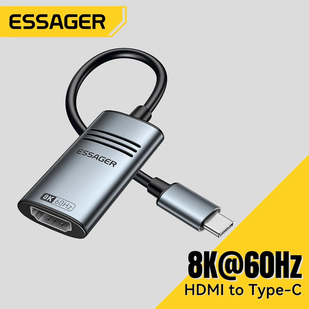 Essager hdmi-adaptador compatível com USB-C 8k @ 60hz 4k @ 120hz/144hz para iphone macbook pro air ipad conversor de cabo de tv hd de alta velocidade