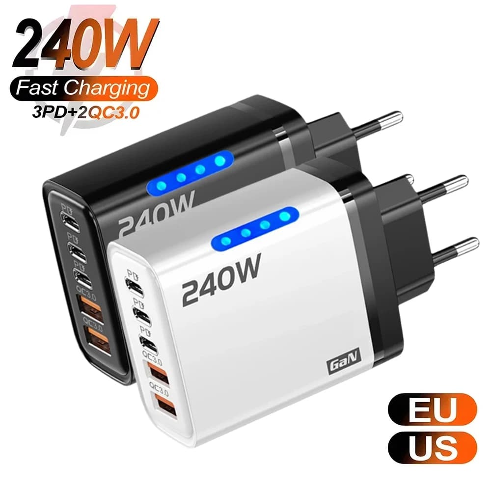Xiaomi Carregador 240W 5 Portas USB-C Rápido