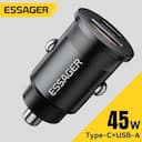 Essager Carregador de Carro 45W Dual Port PD QC3.0 — miniatura