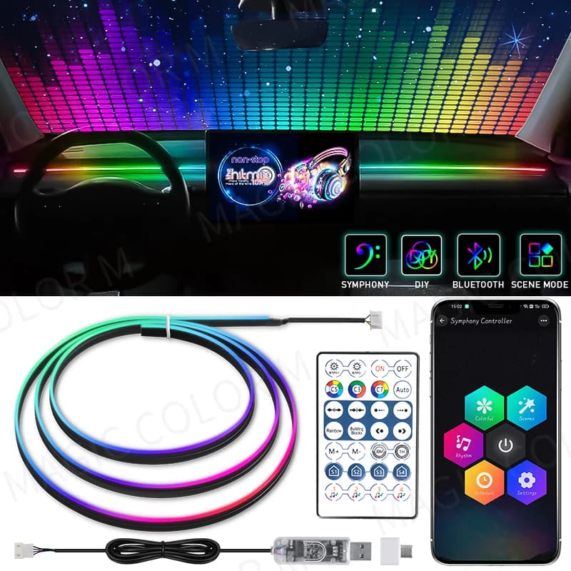 KALADA Luzes LED RGB 140cm para Tesla Model 3/Y/S/X