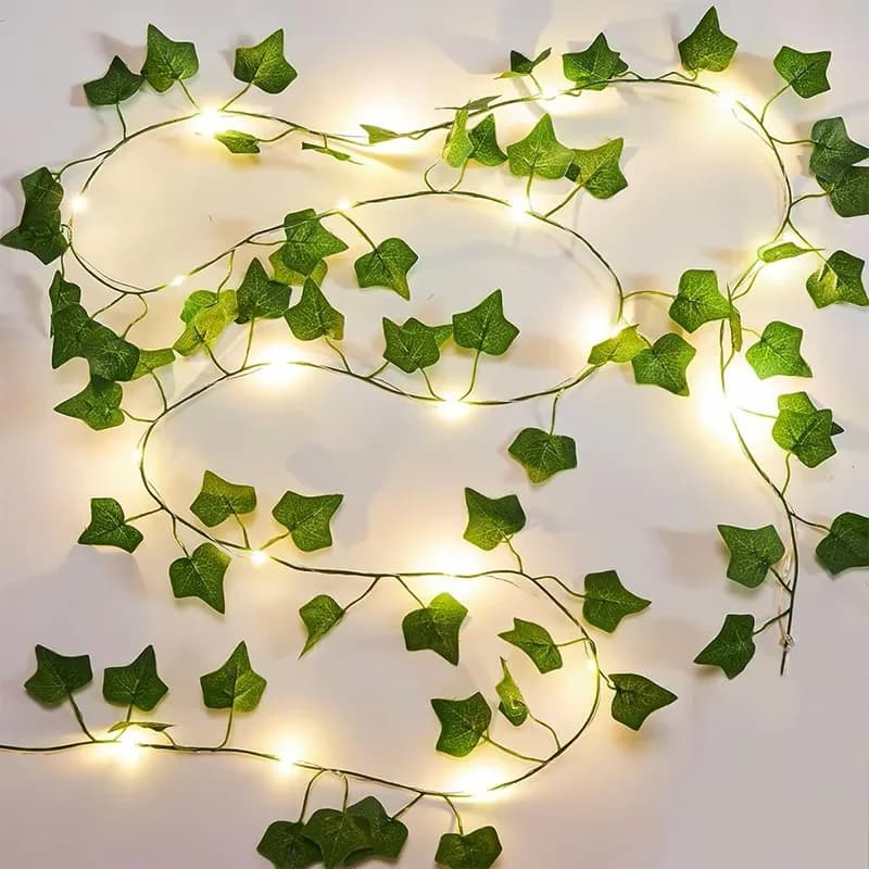 Luzes de Cordão Folhas Verdes 2m – Guirlanda Artificial Eventos