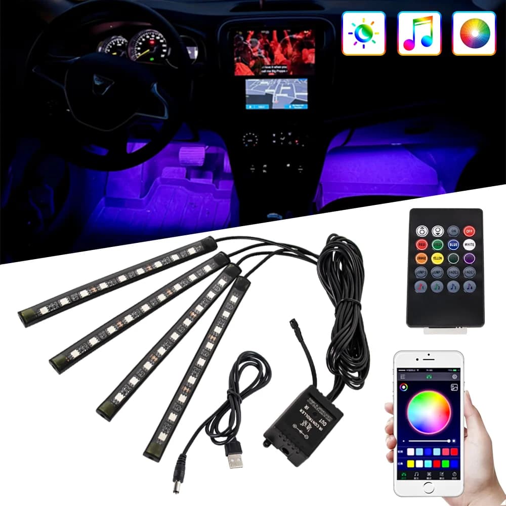 Luz Ambiente Automotiva LED USB - Atmosfera Personalizada