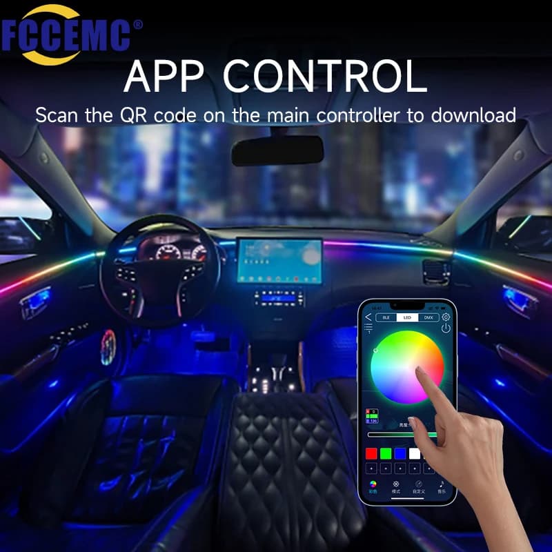 Fccemc Fita LED Ambiente RGB para Carro - 256 Cores