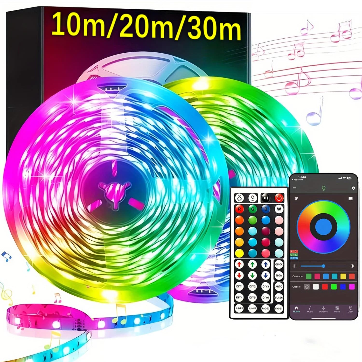 Fita LED USB 5V 5M a 30M - Luz Flexível para Casa e TV