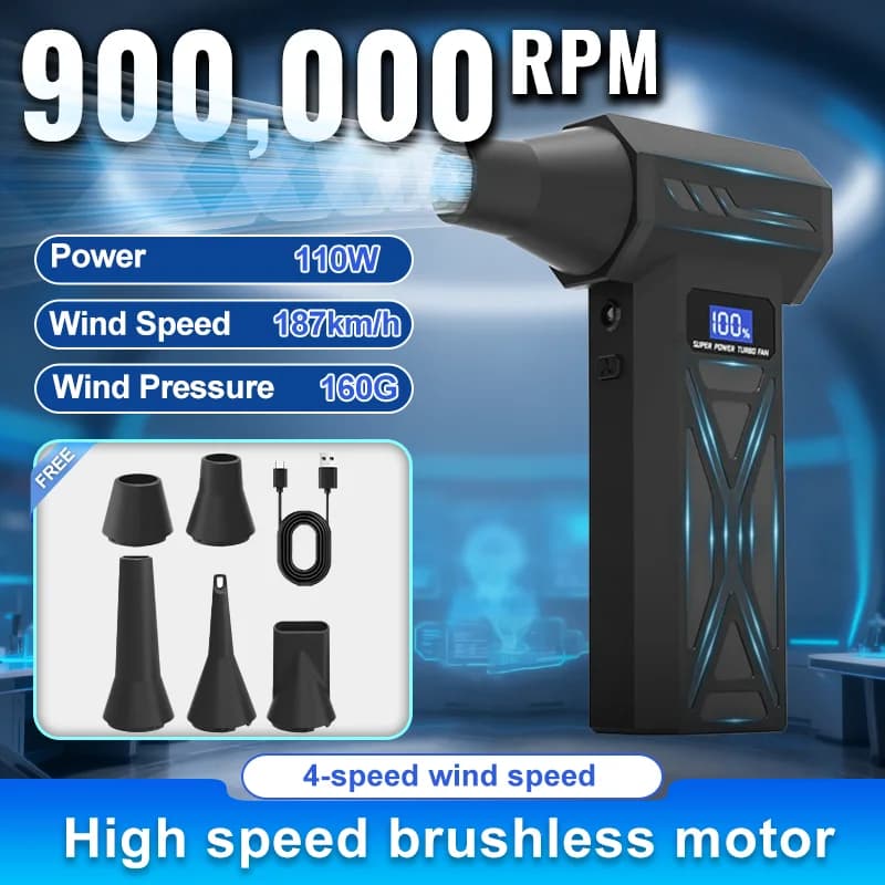 Ventilador Turbo Jet P70 900000rpm - LED e Bateria