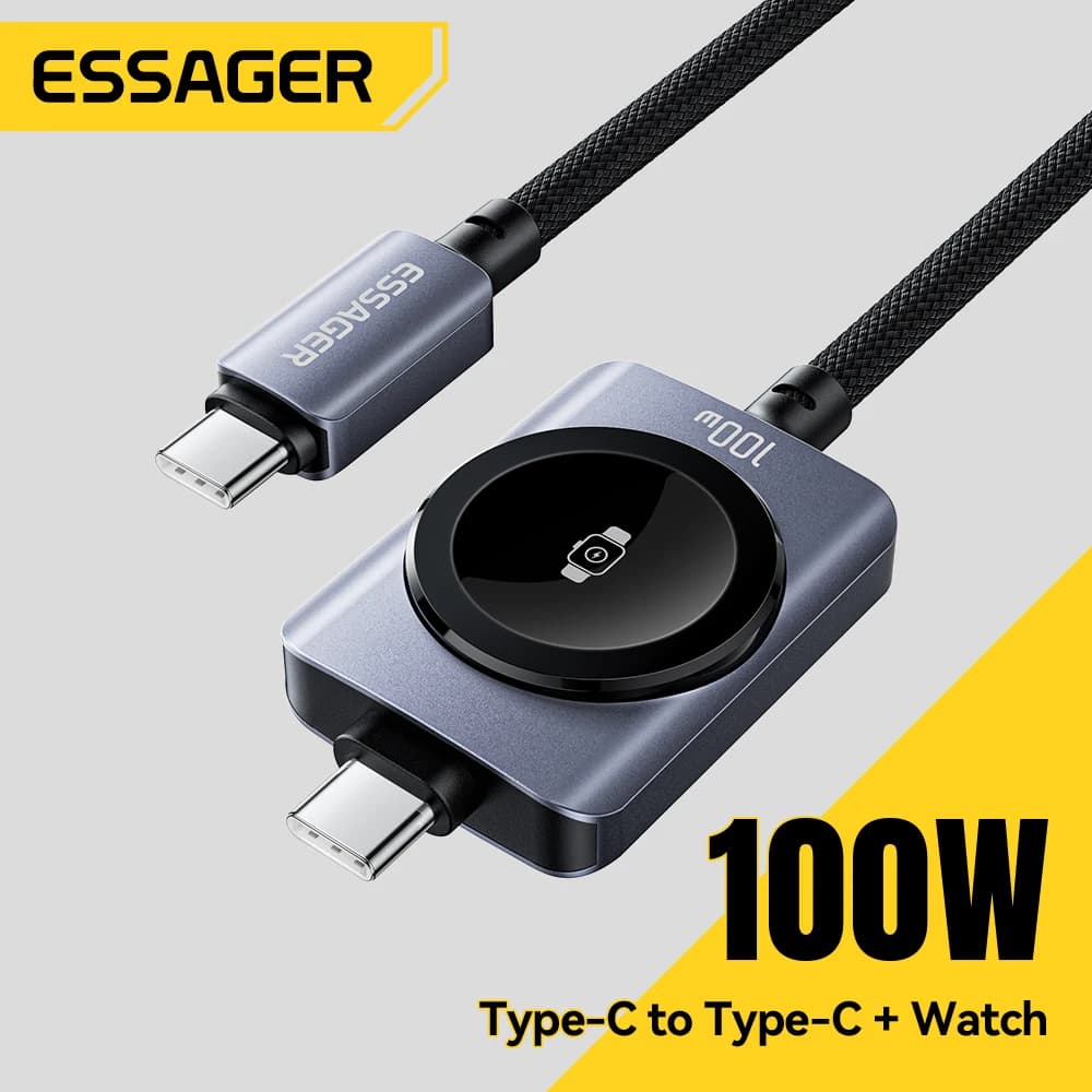 Essager Cabo Magnético 100W 2 em 1 para iPhone e Apple Watch