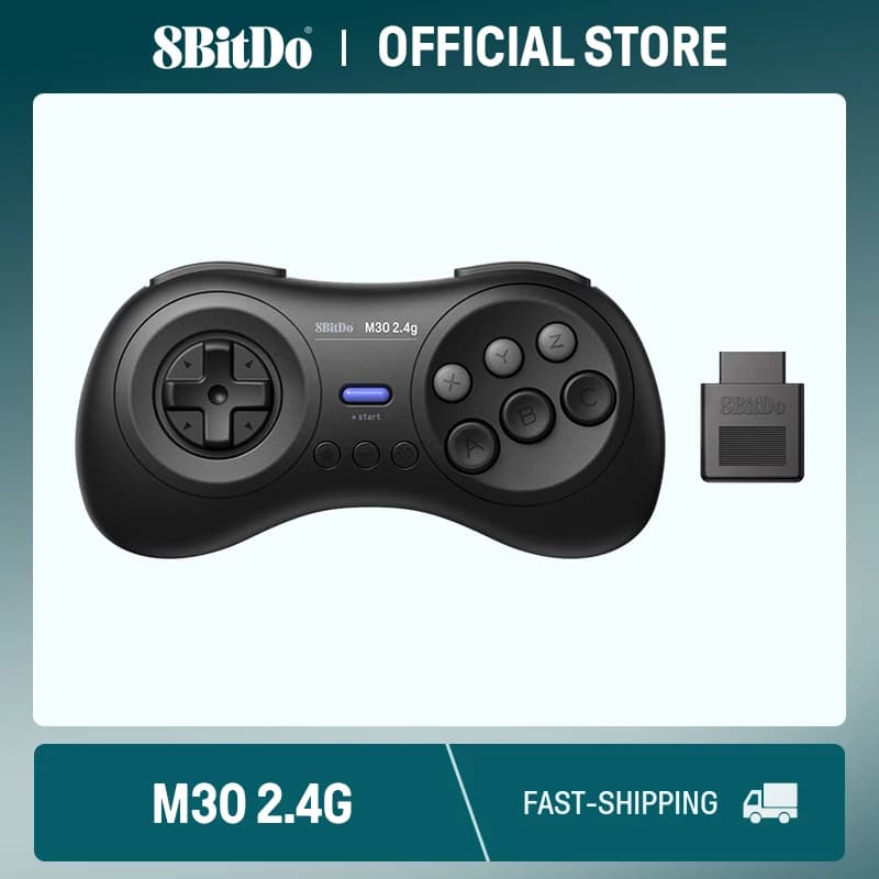 8bitdo Gamepad Sem Fio M30 2.4GHz para Sega Genesis e Mega Drive