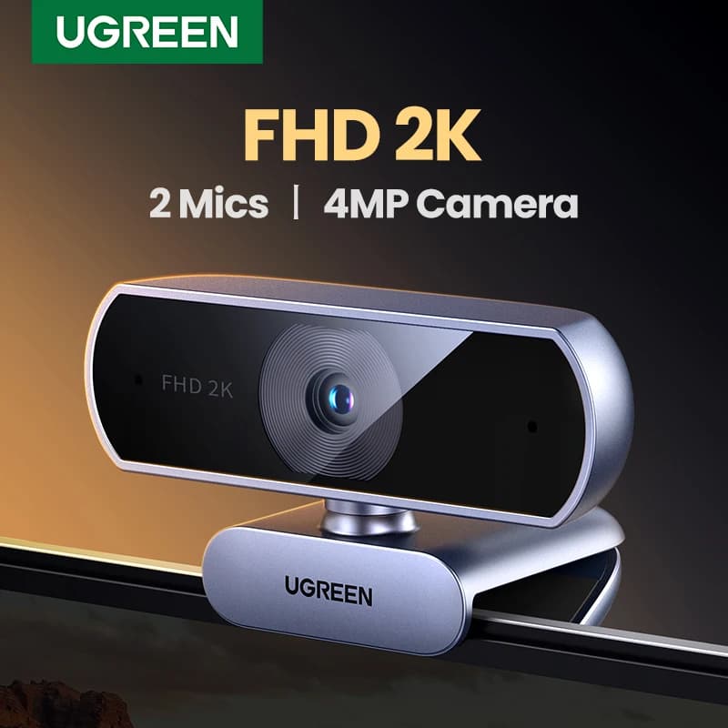Ugreen Webcam USB 2K HD com Microfones Duplos
