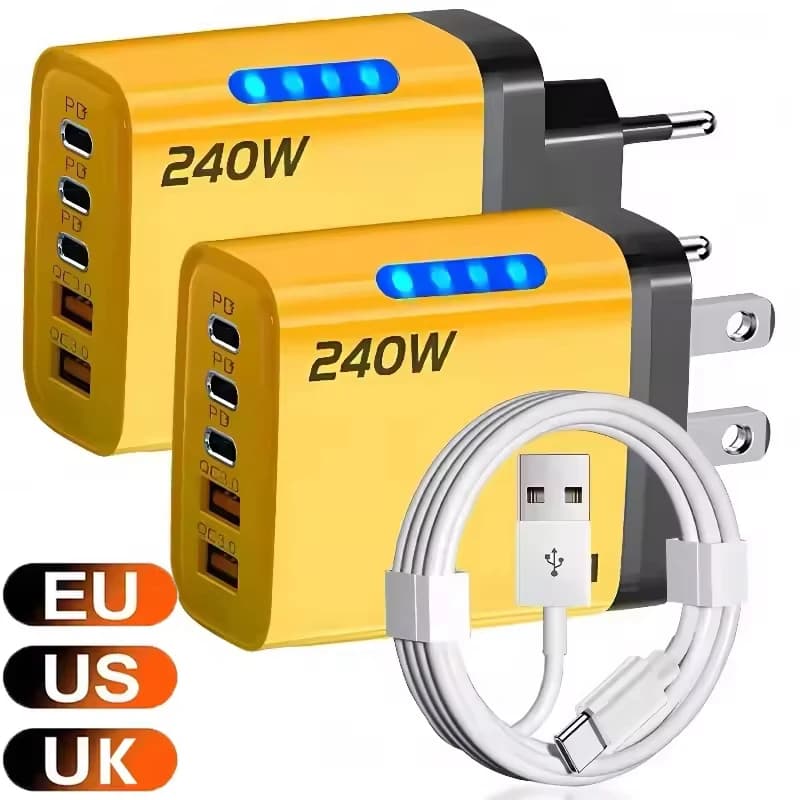 Genérico Carregador rápido 5 portas USB-C PD QC 3.0