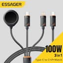 Essager Cabo 100W 3 em 1 USB-C para iPhone e Apple Watch — miniatura