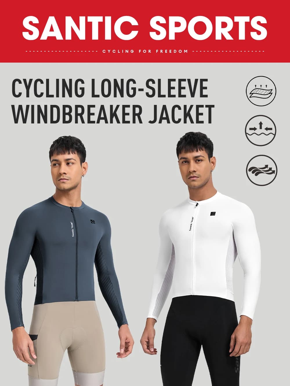 Santic Camisa Ciclismo Manga Comprida Respirável