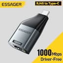 Adaptador Essager Ethernet, conector tipo C para iPhone 15 Desktop Laptop, TV Box, nas projetor, RJ45 para tipo C, 100 Mbps, 1000Mbps — miniatura