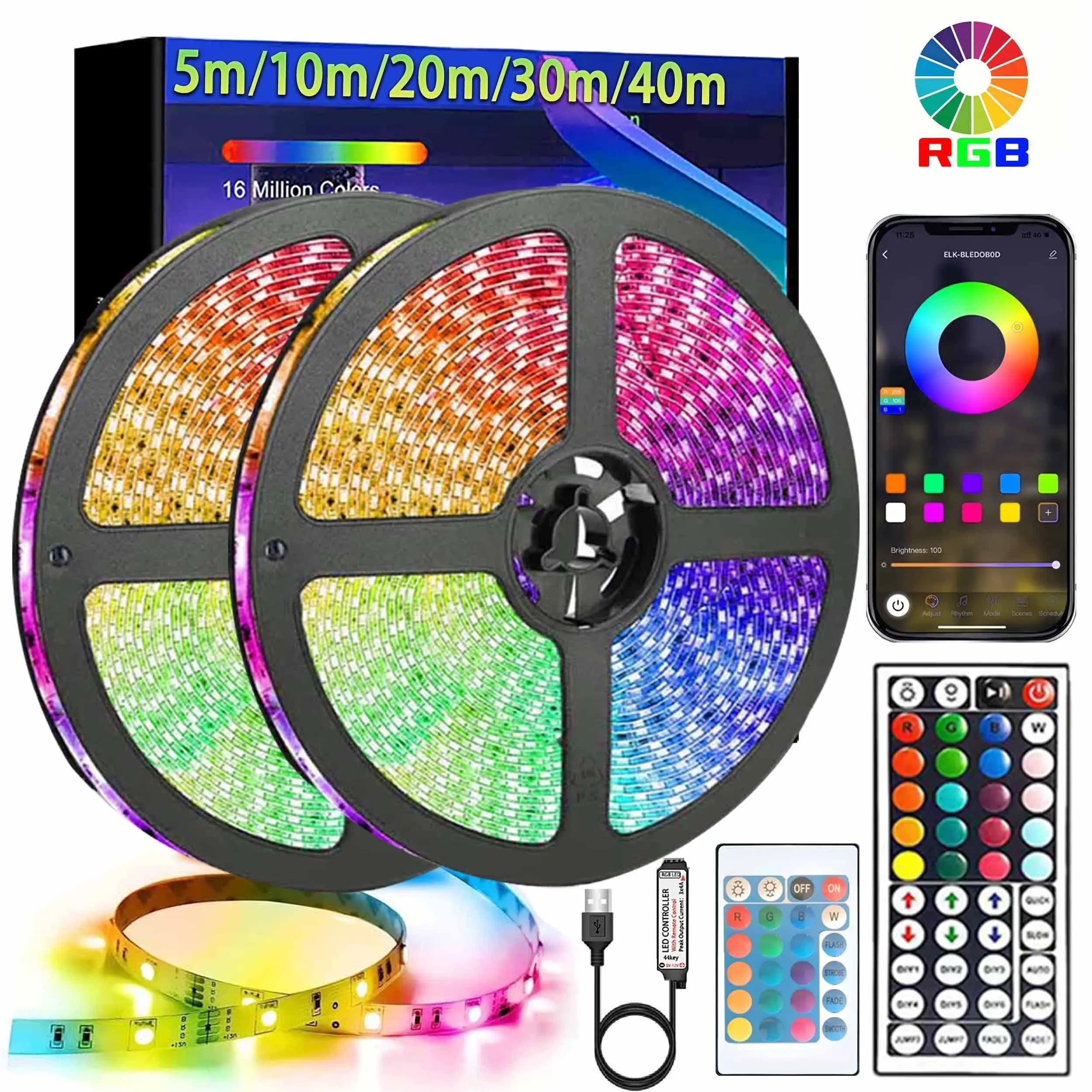 Fita de Luz LED 5050 RGB com Controle Bluetooth - R$12,42