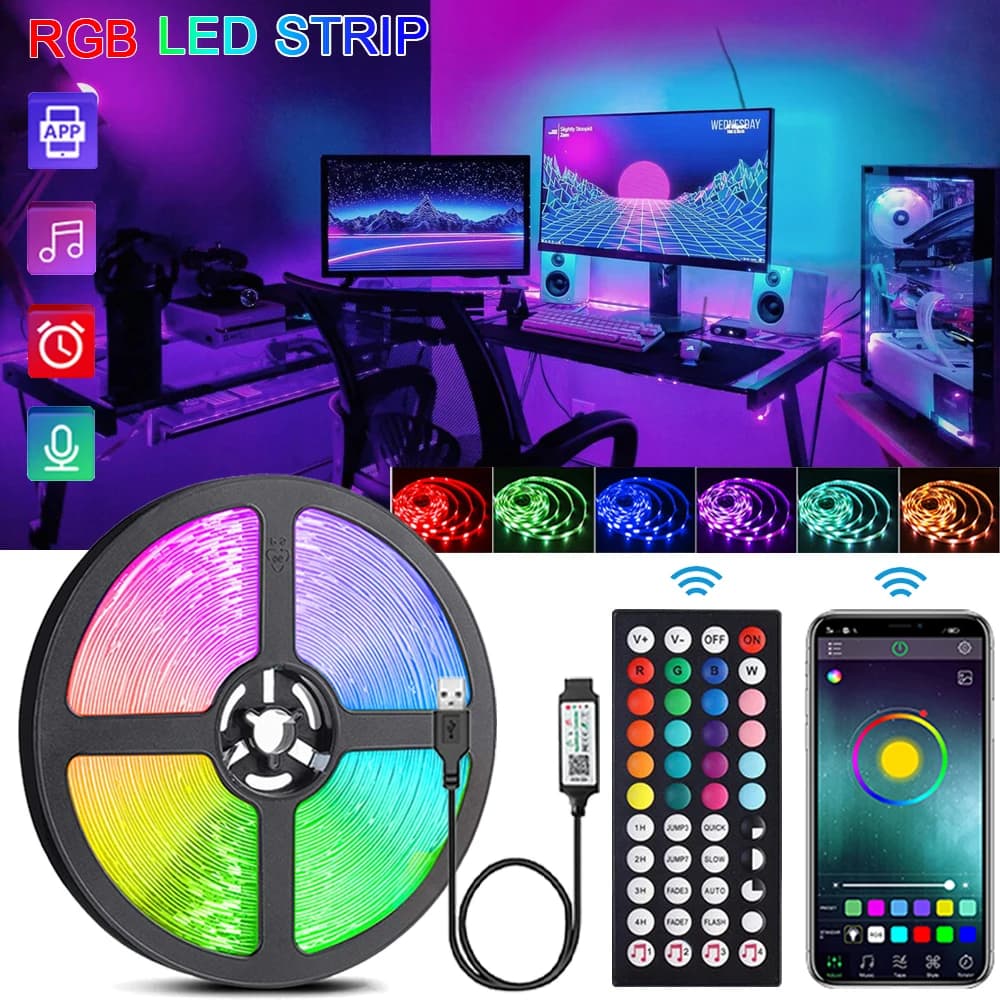 Fita LED RGB com Controle Remoto e Sync Musical – 5V USB