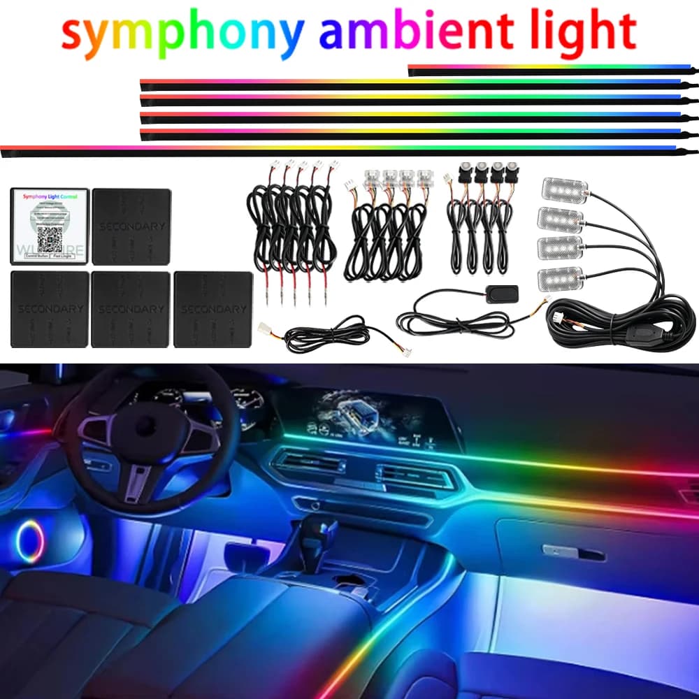 KALADA Luzes Ambientais RGB 64 Cores para Carro