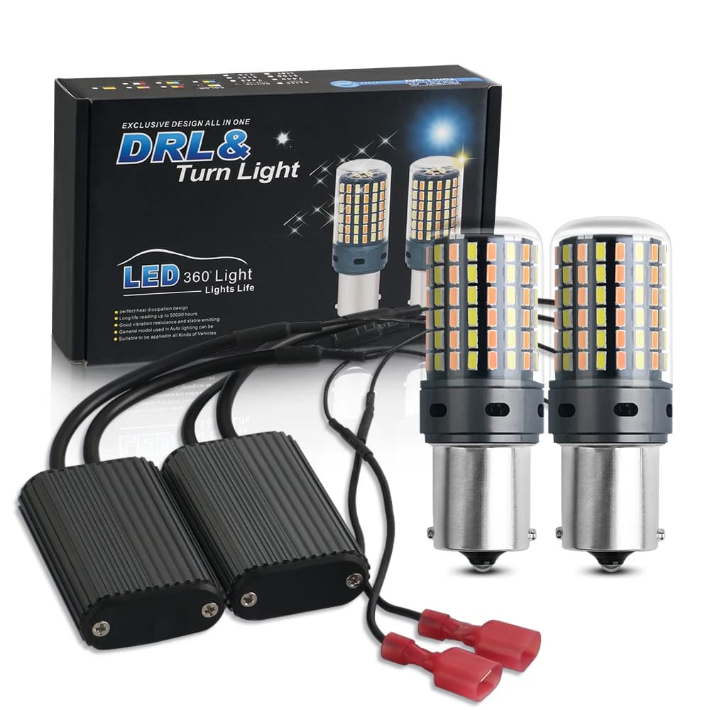 KALADA 2 Peças LED DRL 1156/BA15S/P21W - Canbus, Dupla Cor