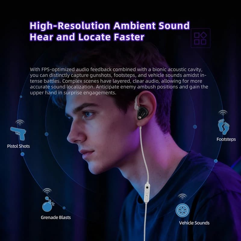KZ Phantom HiFi - Fone de Ouvido Gamer com Fio e Microfone