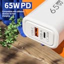 Carregador USB GaN 65W PD QC3.0 – Plug UE/US – Rápido Tipo C — miniatura