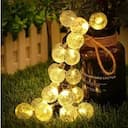Luzes de Cordão LED Solar Globo de Cristal - Luz Branca Quente — miniatura