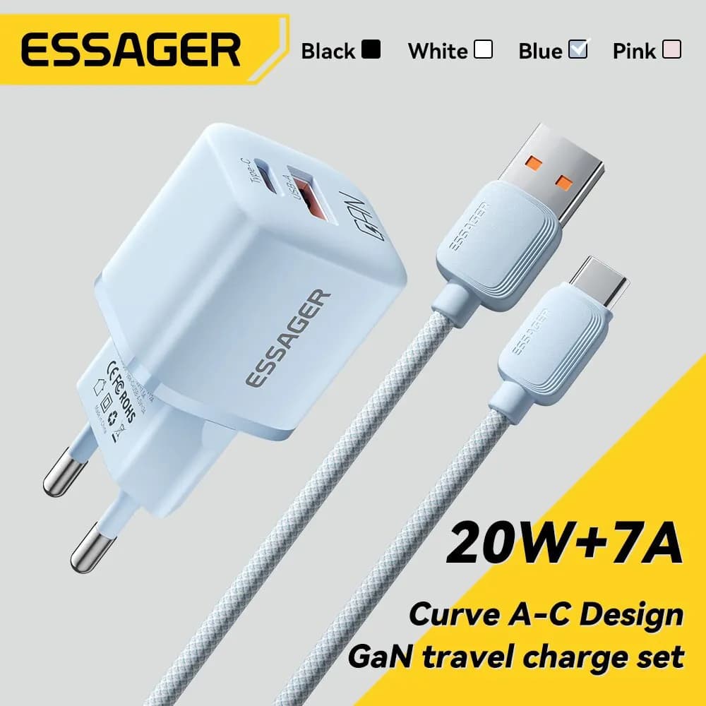 Essager Carregador USB-C GaN 20W PD/QC3.0 – iPhone e iPad