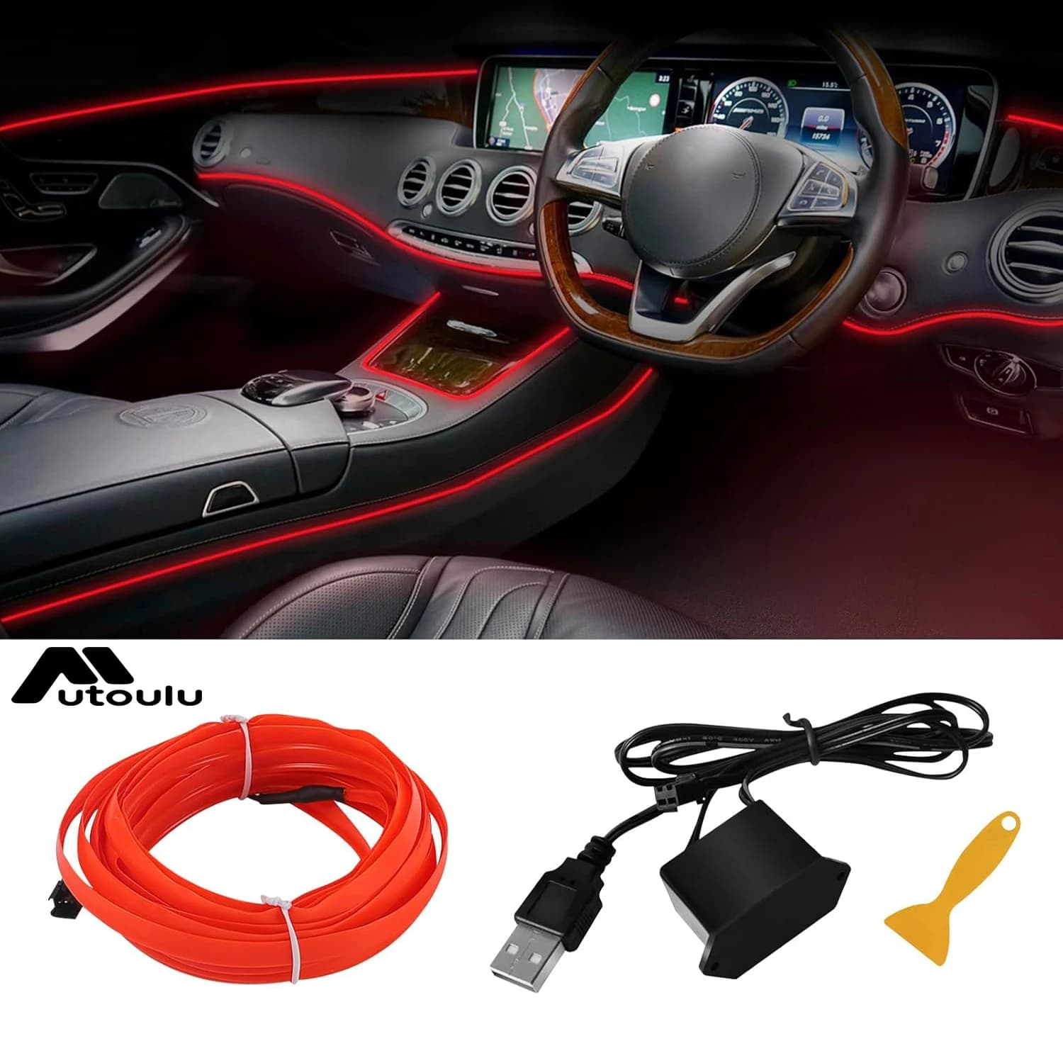 LED Neon 5m 5V Flexível para Iluminação Interna Automotiva - USB