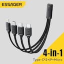 Essager Cabo 4 em 1 Multiportas USB-C com LED - 4 Portas — miniatura