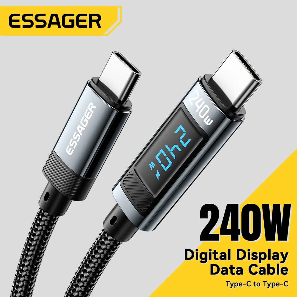 Essager Cabo USB-C 2M 100W PD 3.1 – Carregamento rápido