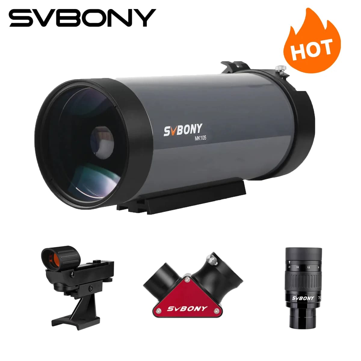 SVBONY Kit OTA MK105 Telescópio com Buscador Vermelho