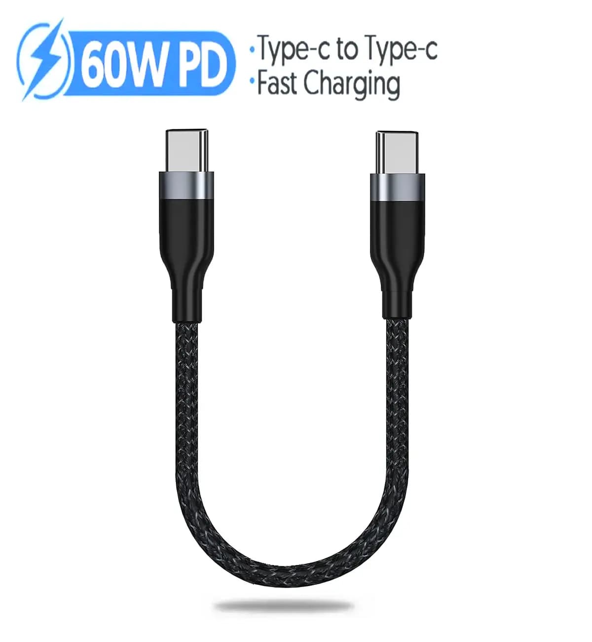 Genérico Cabo PD 60W Tipo C 0.25m - Carregamento Rápido